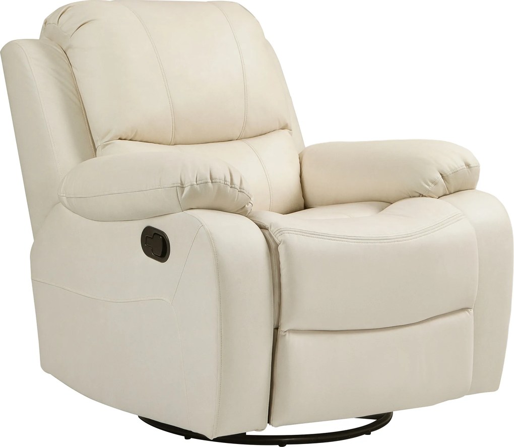HOMCOM Poltrona relax, encosto e apoio para os pés ajustáveis, giratória, até 150 kg, estrutura de aço, 93x100x98cm, creme branco | Aosom Portugal