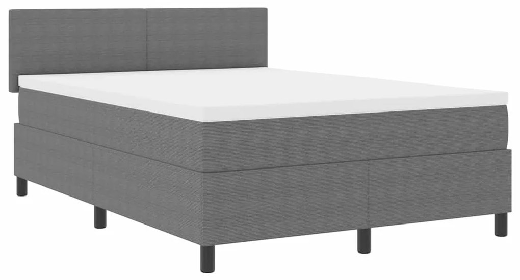 Cama Box Spring com Colchão Cinza Claro 140x200 cm Tecido de Veludo