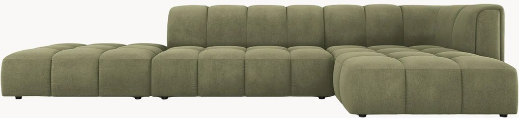 Sofá com chaise longue em chenille Francesca (5 lugares)