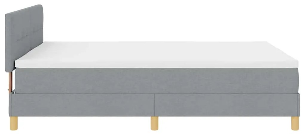 Cama Box com Colchão &amp; LED Cinza Claro 140x200 cm Tecido