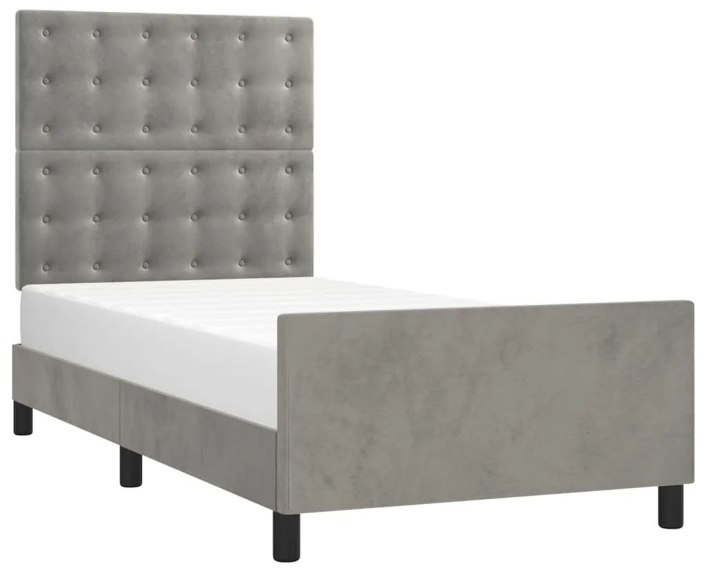 Estrutura de cama sem colchão 100x200 cm veludo cinzento-claro