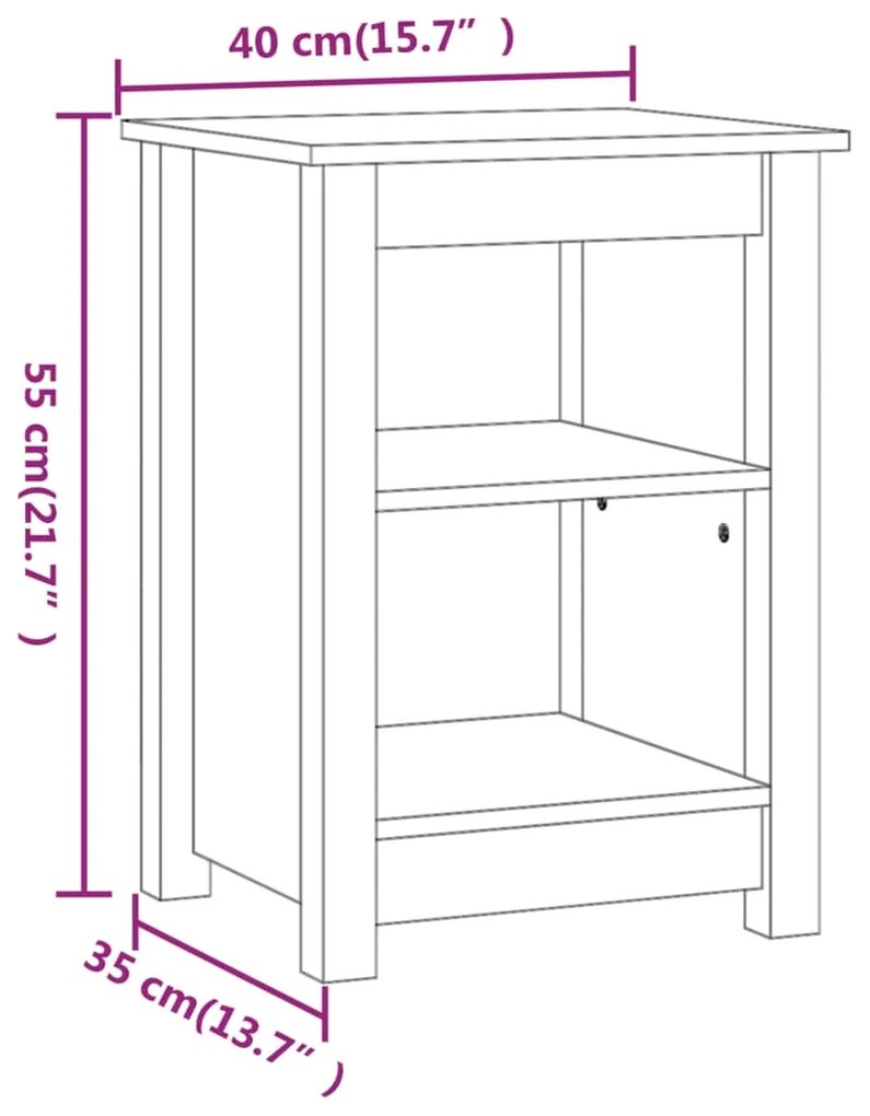 Mesa de cabeceira 40x35x55 cm pinho maciço castanho mel