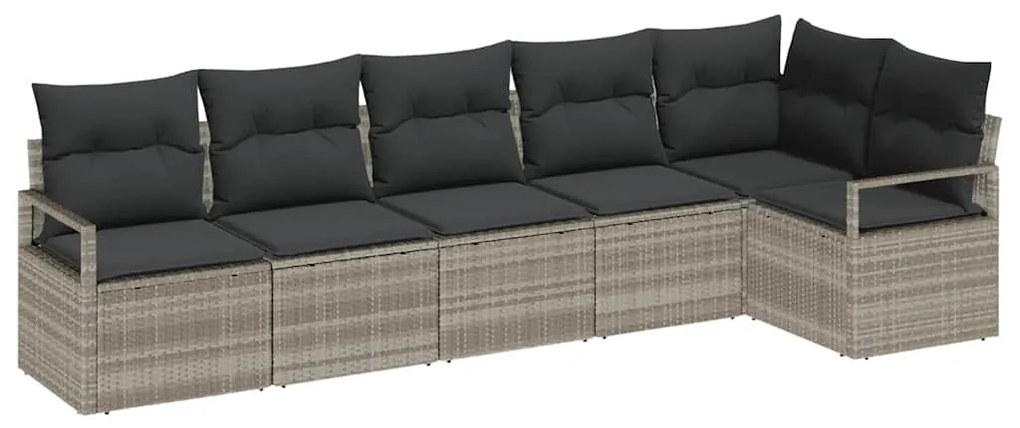 Conjunto de Sofá pra Jardim com 6 Peças e Almofadas Cinza Claro em Rat