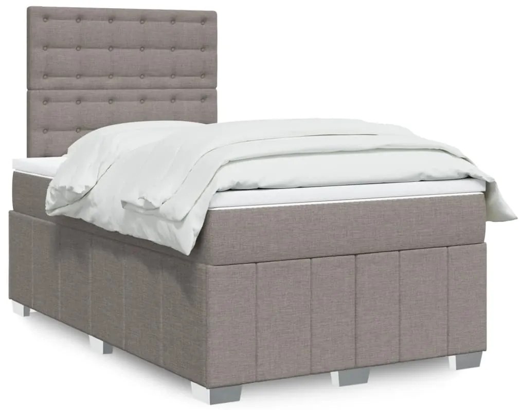 Cama boxspring c/ colchão 120x190cm tecido castanho-acinzentado