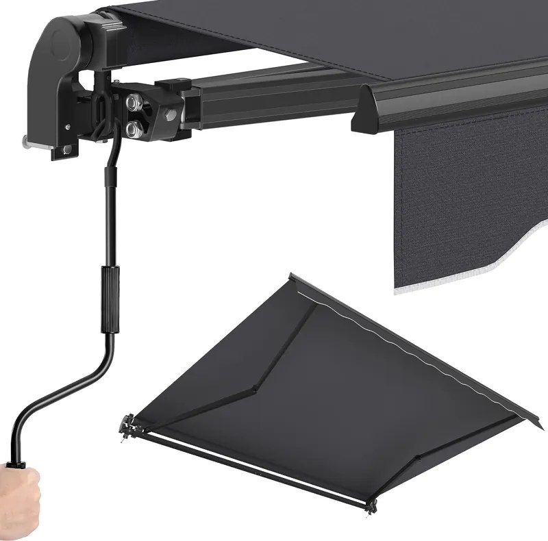 Toldo varanda articulado 300 x 250 cm com manivela para uma proteção solar fiável, cinzento