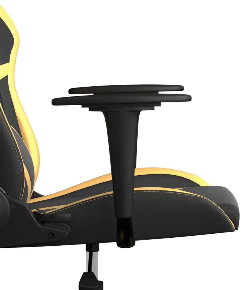 Cadeira gaming couro artificial preto e dourado