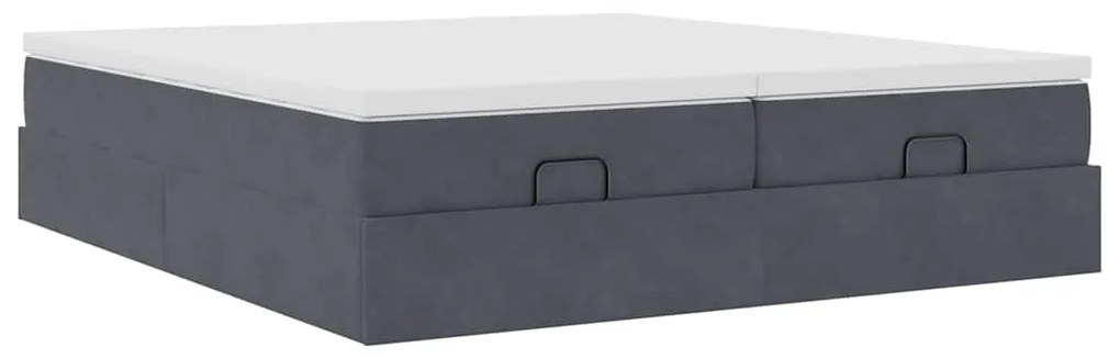 Estrutura cama otomana colchões 180x200 cm cinzento escuro