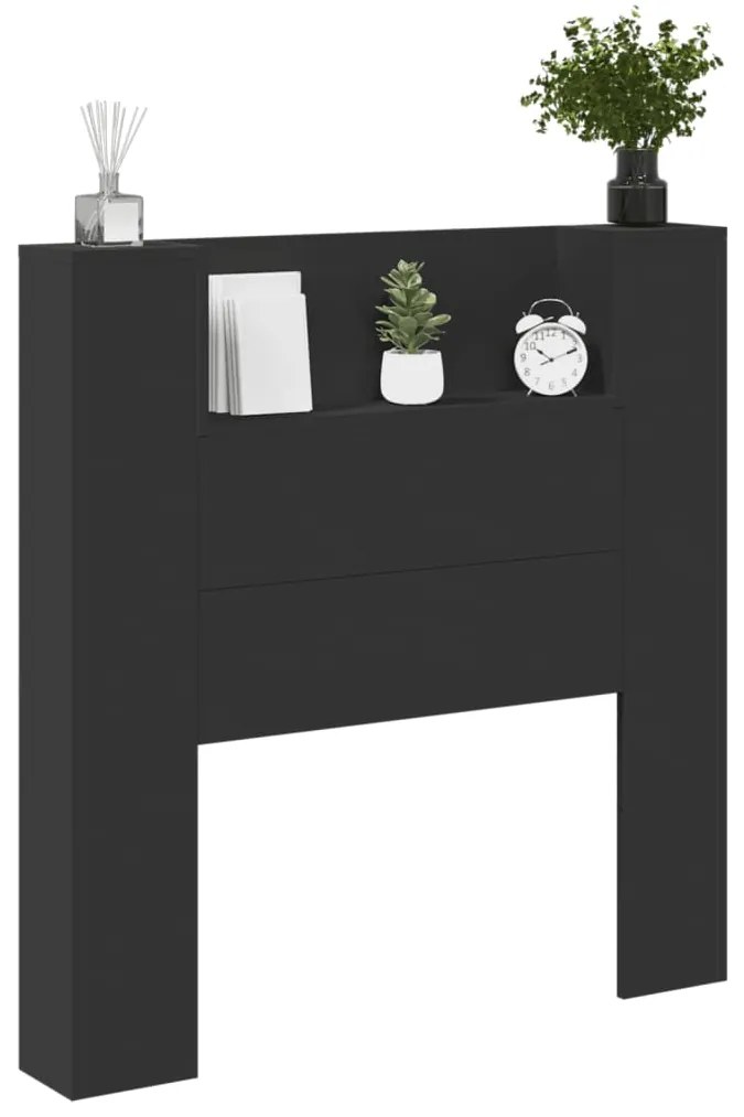 Armário de cabeceira com luzes LED 100x16,5x103,5 cm preto