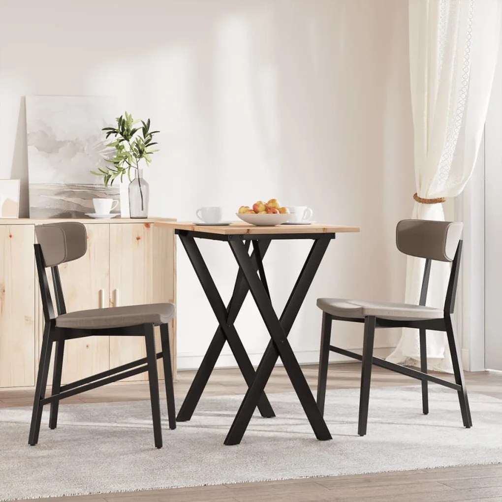Mesa de jantar estrutura em X 80x50x75 cm pinho e aço