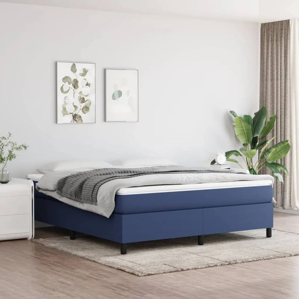 3120876 vidaXL Estrutura de cama com molas 160x200 cm tecido azul