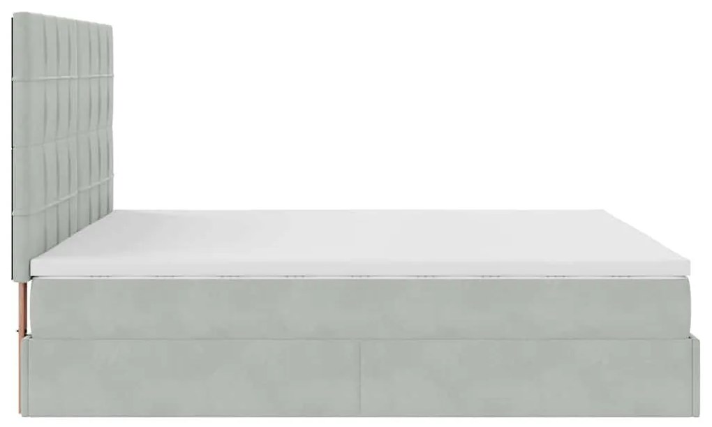 Estrutura cama otomana colchões 180x200cm veludo cinzento claro
