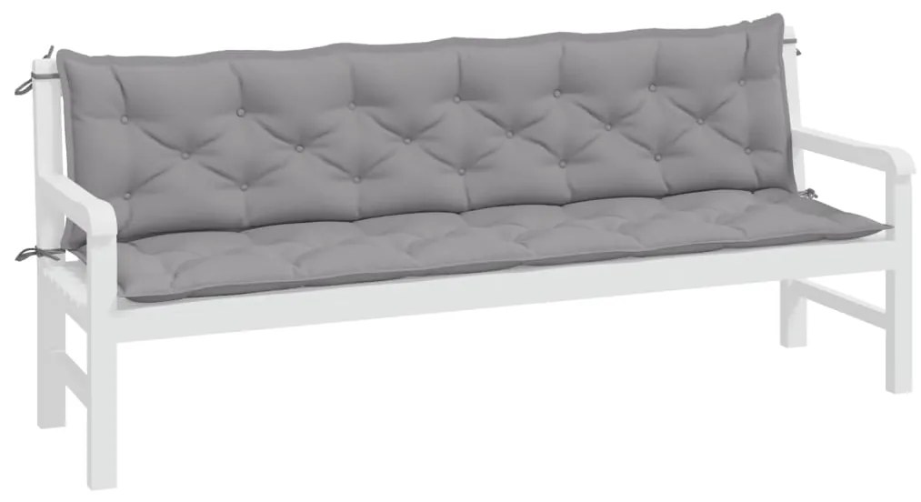 Almofadões banco jardim 2 pcs 200x50x7cm tecido oxford cinzento
