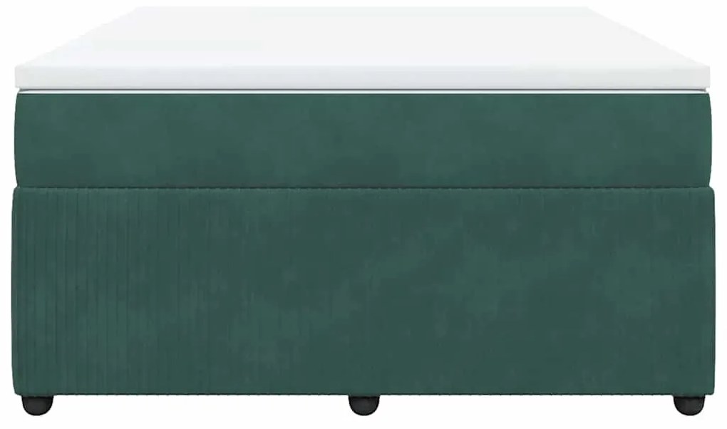 Cama com molas/colchão 160x200 cm veludo verde-escuro