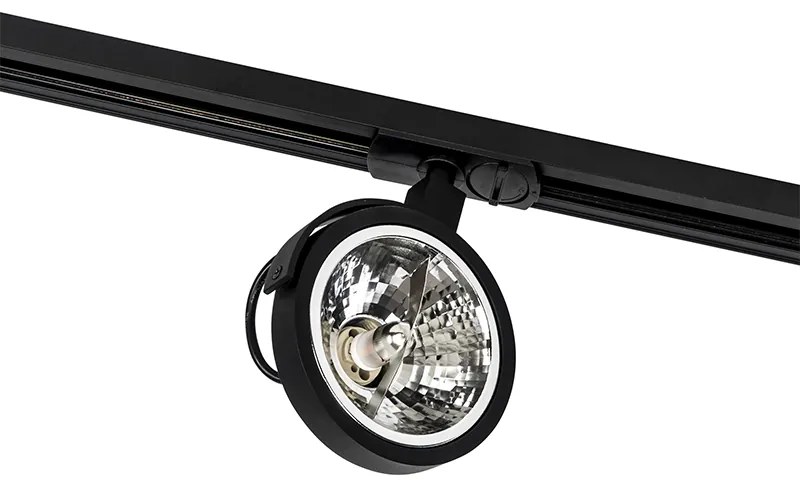 Sistema de calhas com 5 focos preto monofásico - Go Moderno