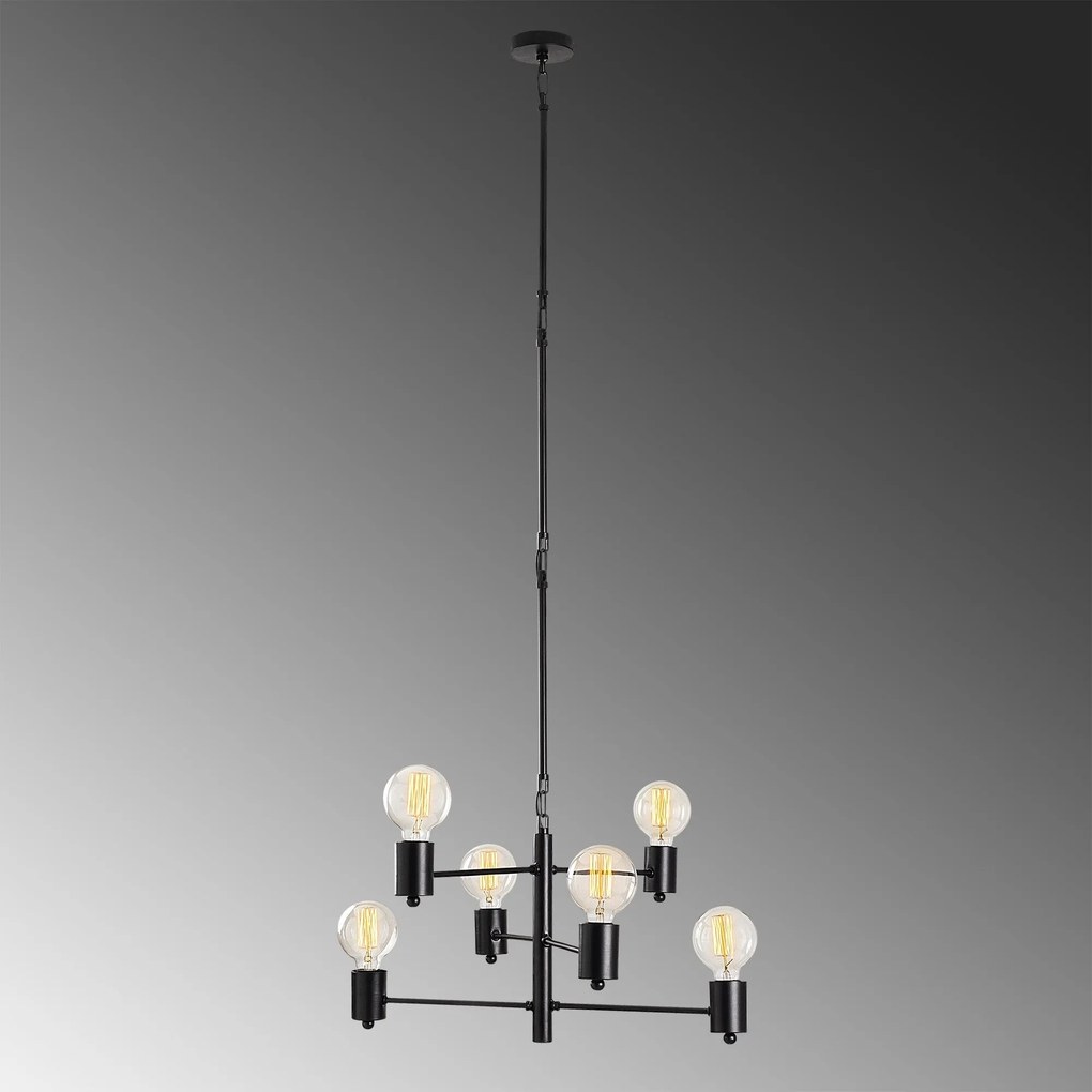 Candeeiro Suspenso Hexa – Preto – 61 x 61 cm