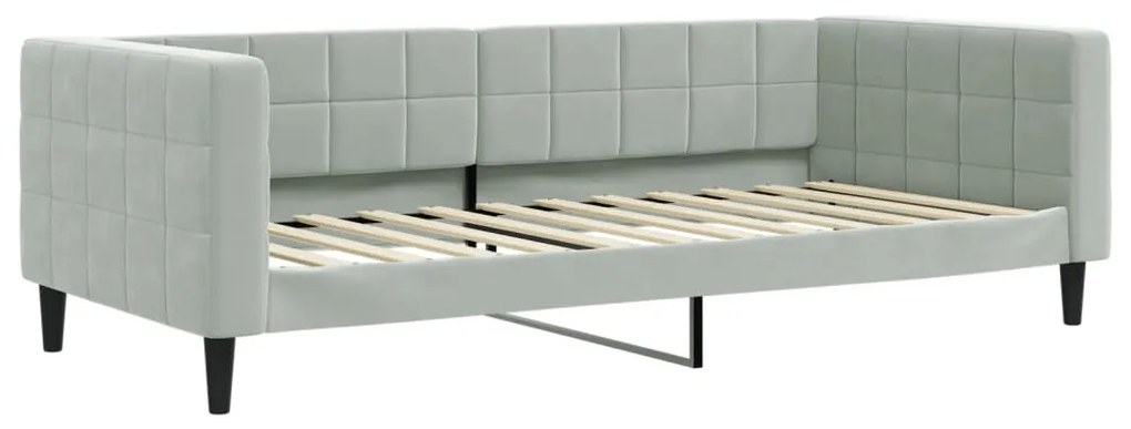 Sofá-cama c/ gavetão e colchões 90x200 cm veludo cinzento-claro