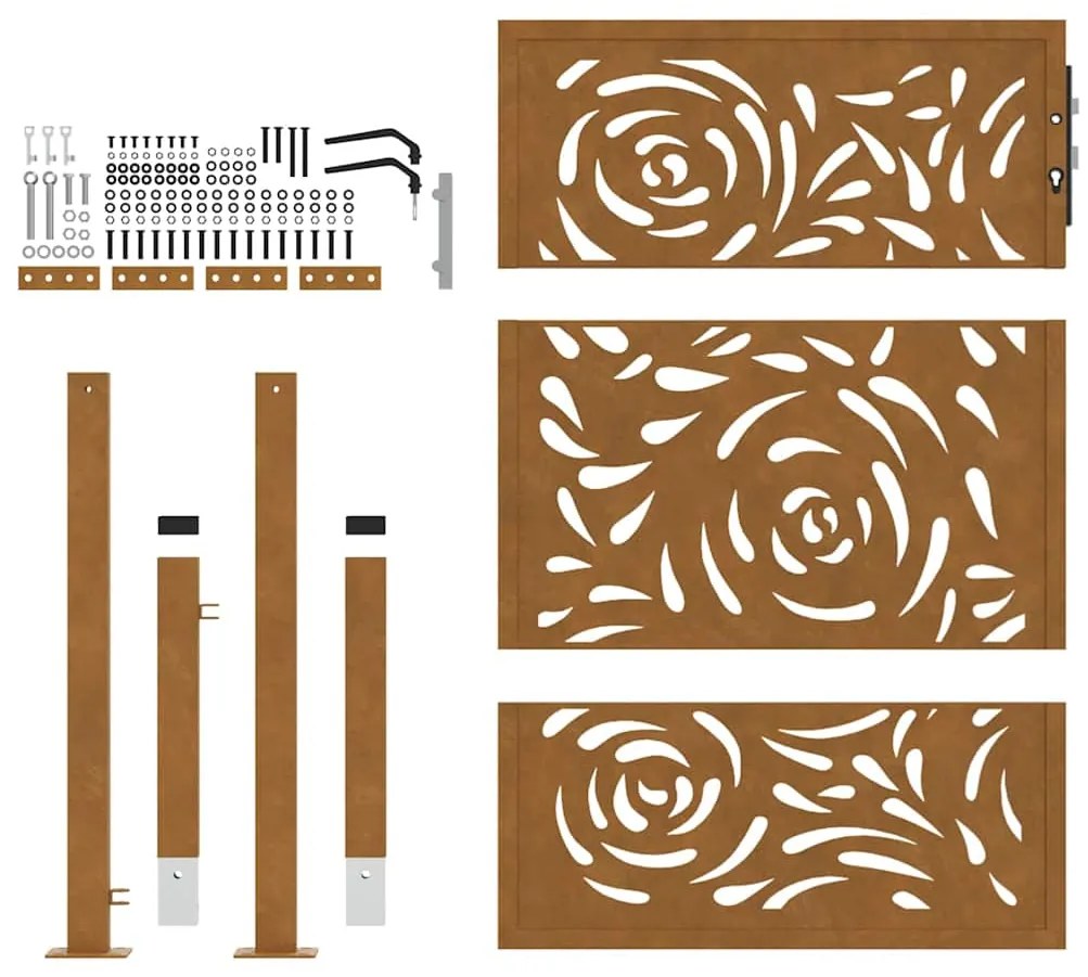Portão de jardim 105x130 cm design de chama de aço resistente
