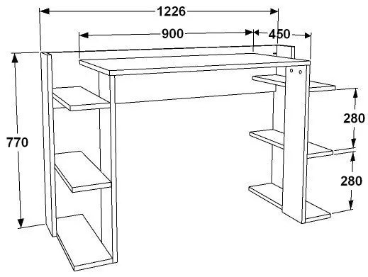 Secretária Cinar – Branco Carvalho – 122,7x77x45 cm