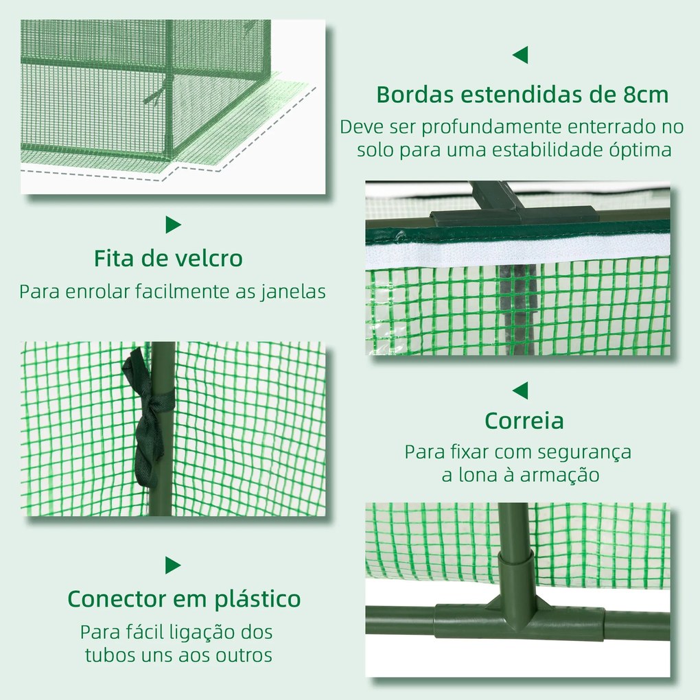 Outsunny Estufa de Jardim 180x90x70cm Estufa de Jardim com 2 Janelas E