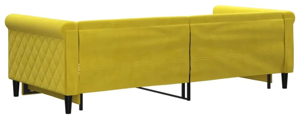 Sofá-cama com gavetão 90x200 cm veludo amarelo