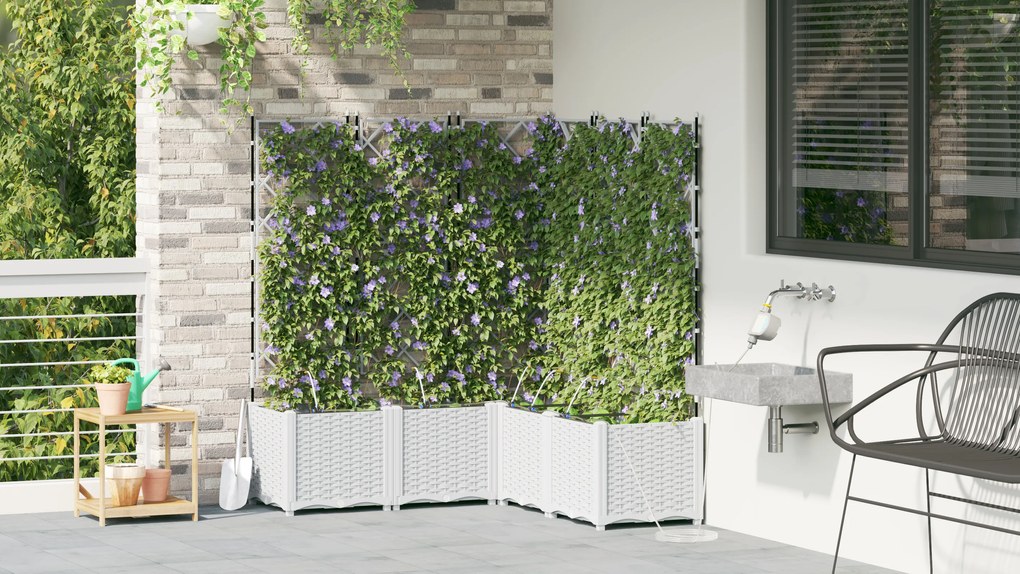 Vasos de Jardim com Sistema de Irrigação 5 pcs Brancos