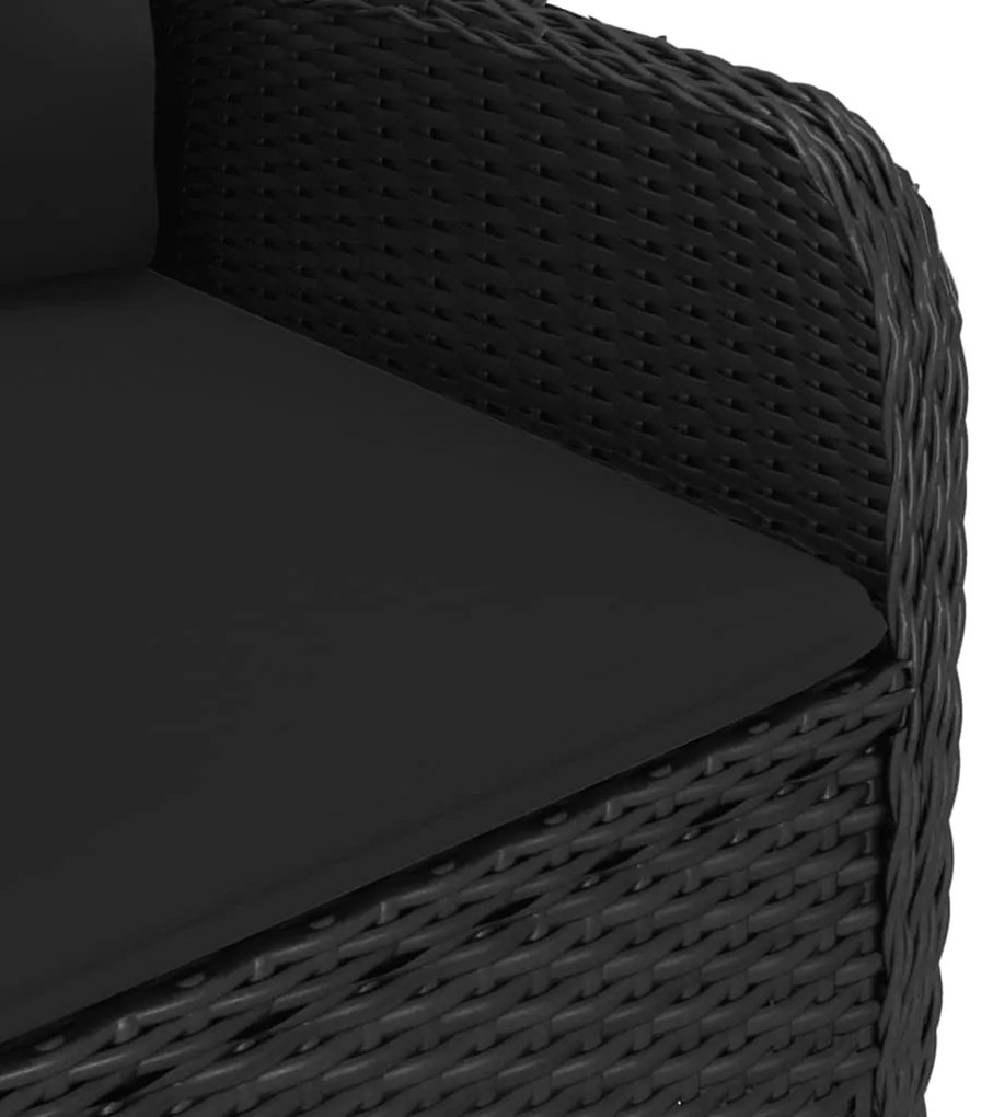 9 pcs conjunto de jantar para jardim vime PE e vidro preto