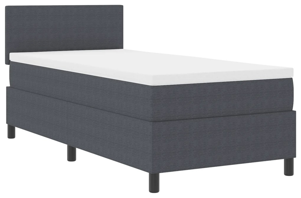 Cama Box Spring com Colchão Cinza Escuro 90x200 cm Tecido de Veludo