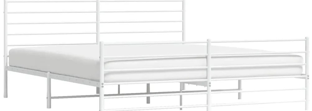 Estrutura de cama com cabeceira e pés 193x203 cm metal branco