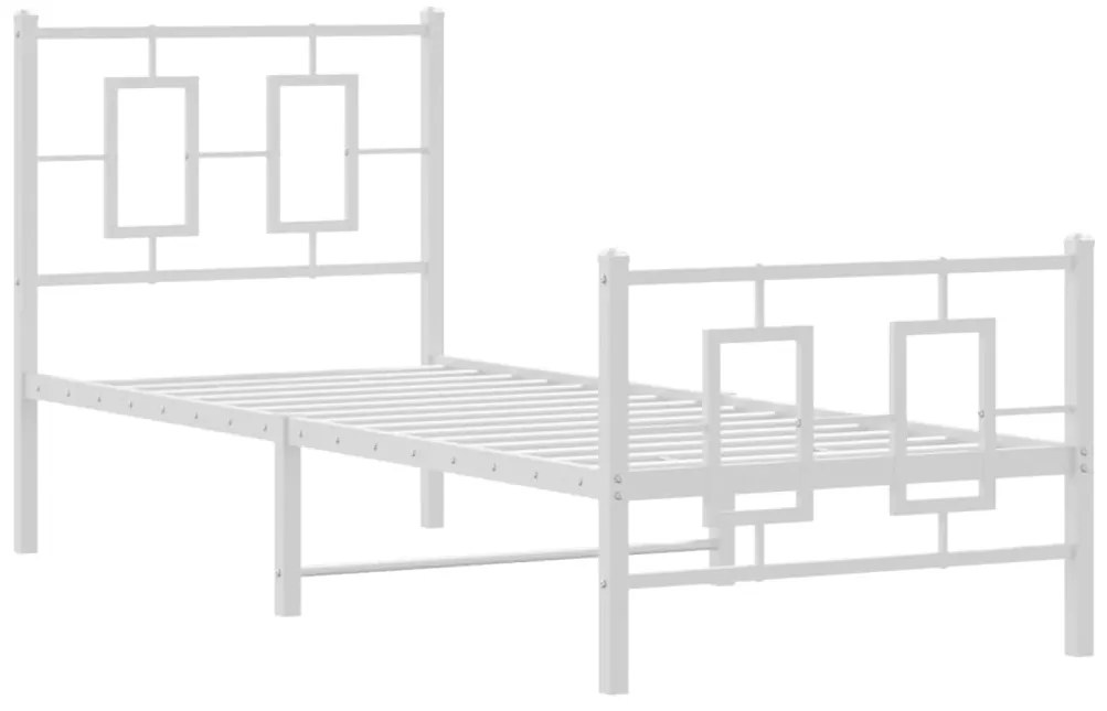 Estrutura de cama com cabeceira e pés 75x190 cm metal branco