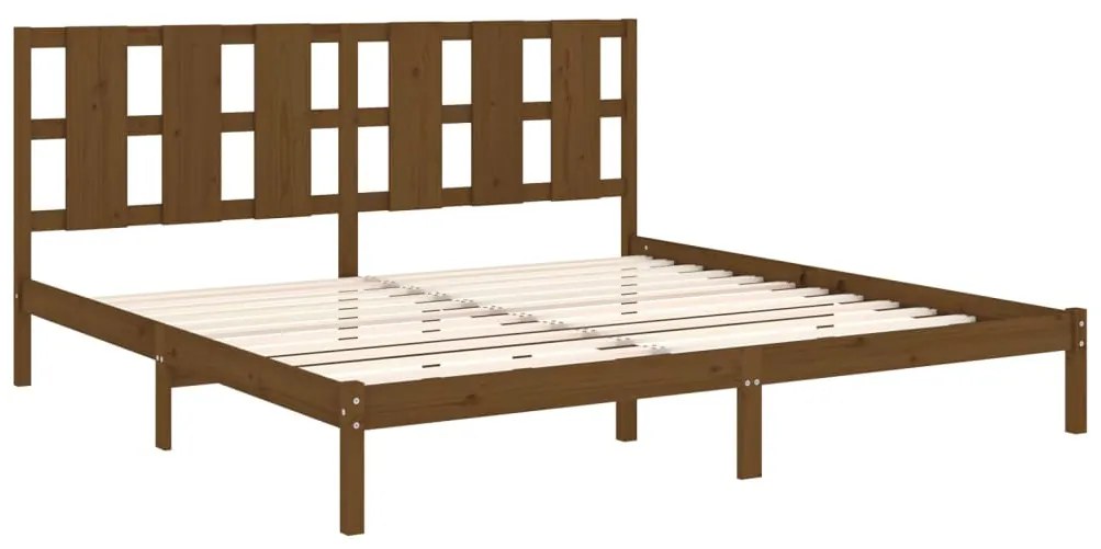 Estrutura de cama 200x200 cm pinho maciço castanho mel