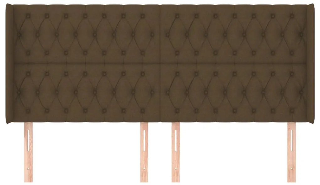 Cabeceira cama c/ abas tecido 203x16x118/128 cm castanho-escuro