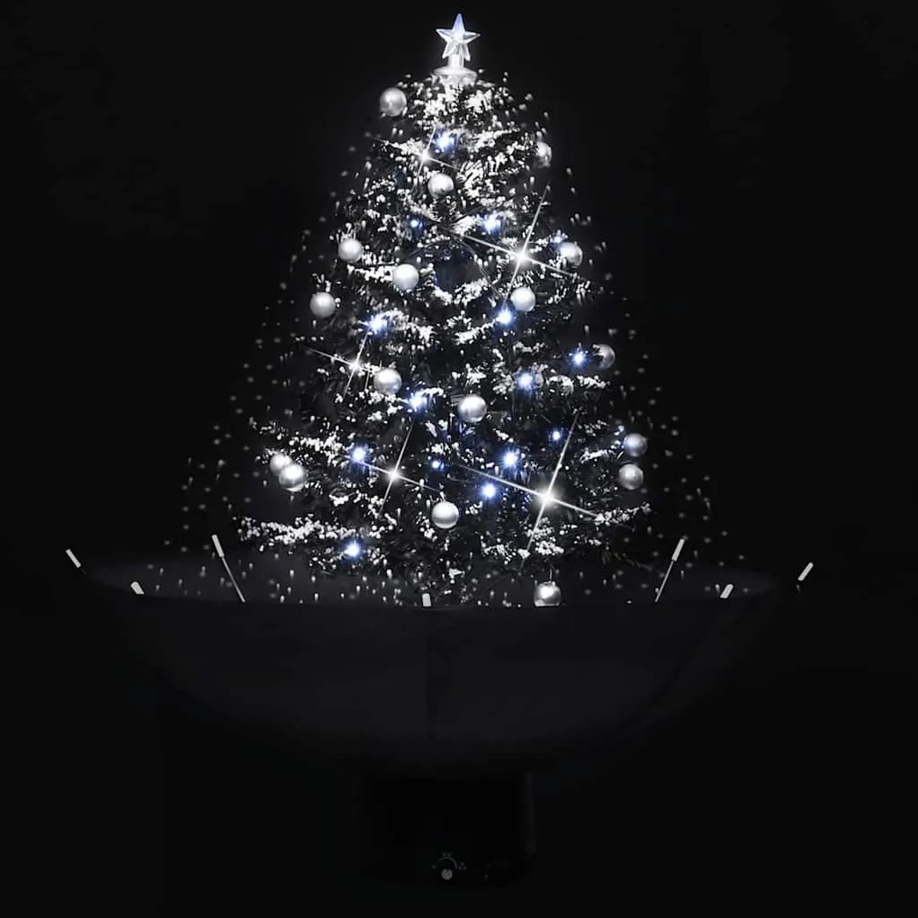 Árvore Natal c/ neve base formato guarda-chuva 75 cm PVC preto
