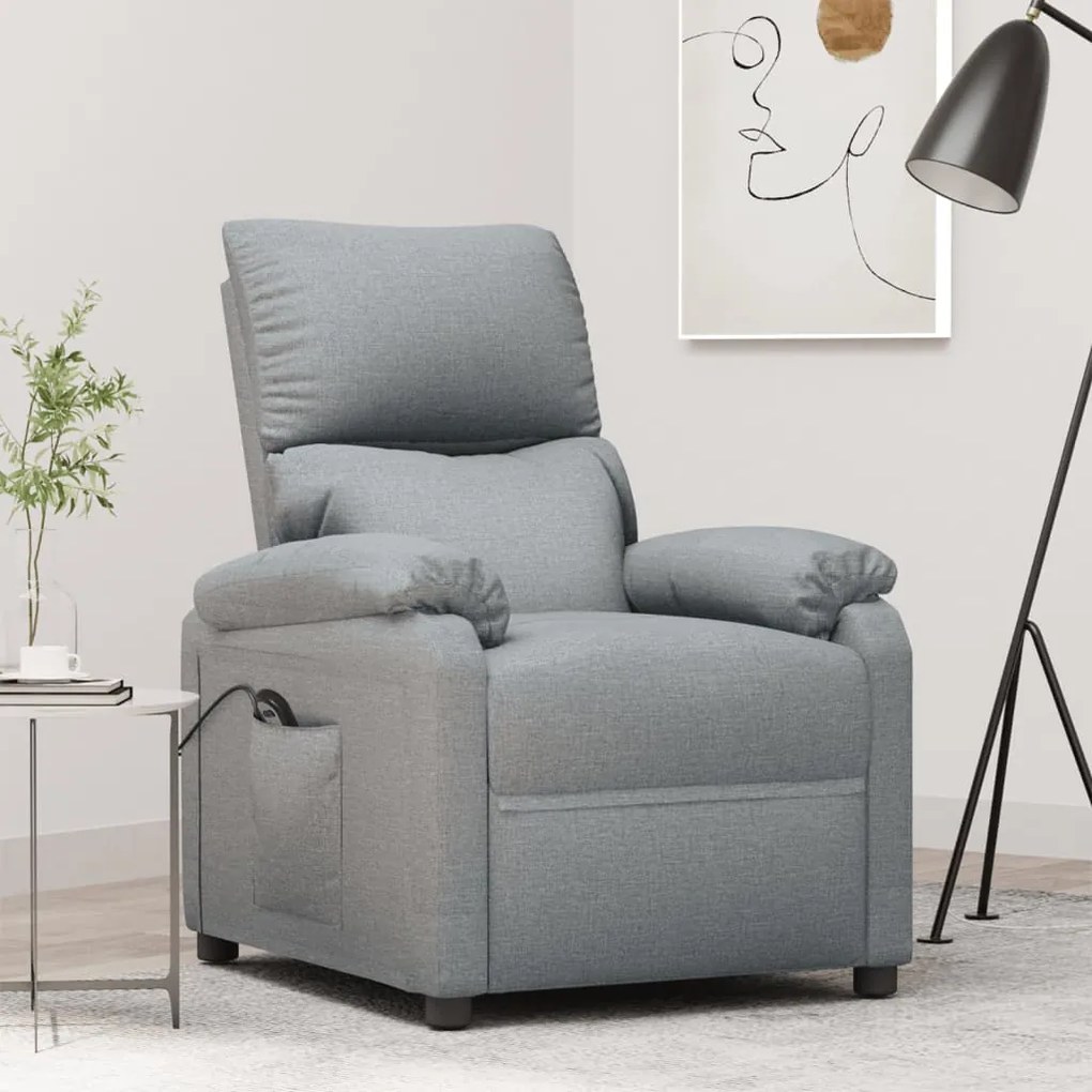 vidaXL Poltrona reclinável elétrica tecido cinzento-claro