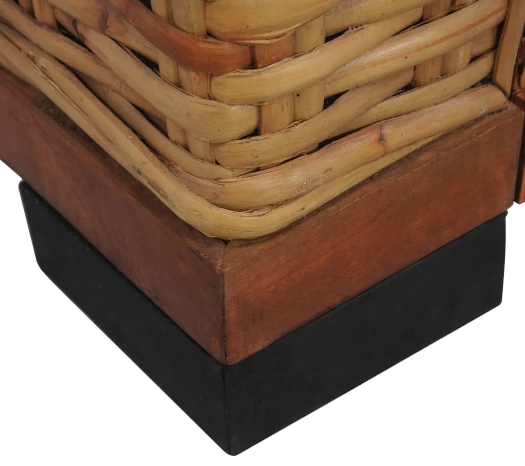 Poltrona com almofadões em vime natural castanho