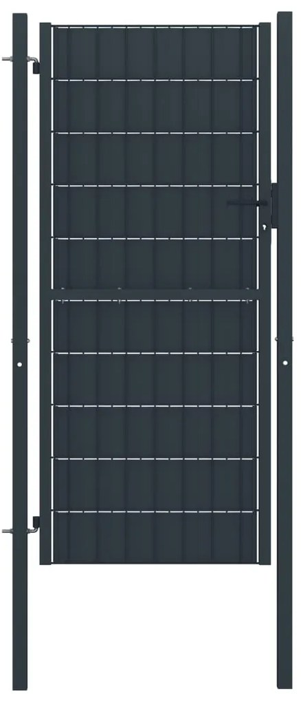 Portão de cerca 100x124 cm PVC e aço antracite