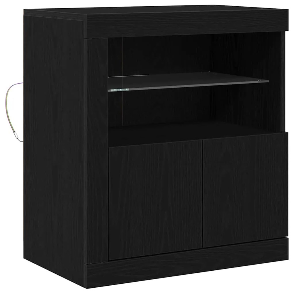 Sideboard vidaXL com luzes LED Carvalho Preto 60,5x37x67 cm
