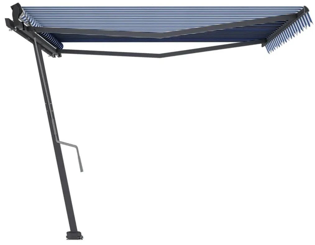 Toldo retrátil manual independente 400x300 cm azul e branco