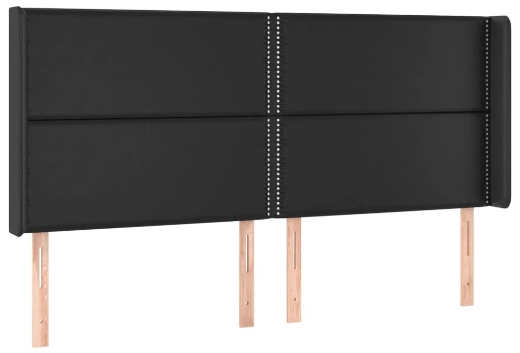 Cabeceira cama c/ LED couro artificial 183x16x118/128 cm preto