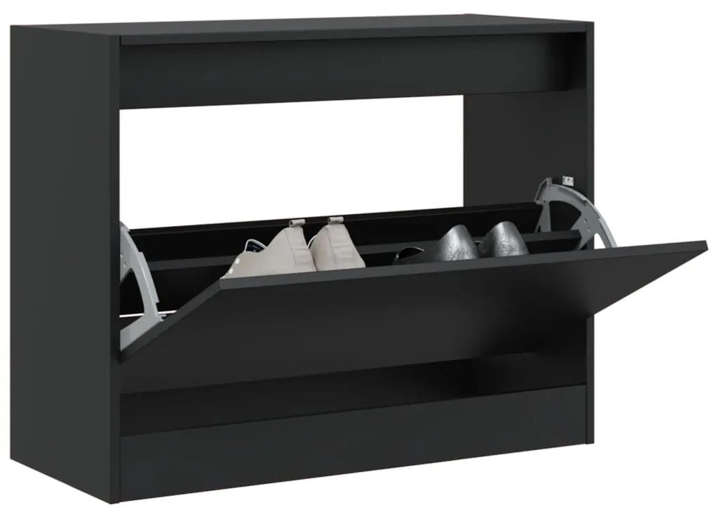 vidaXL Sapateira 80x34x63 cm derivados de madeira preto