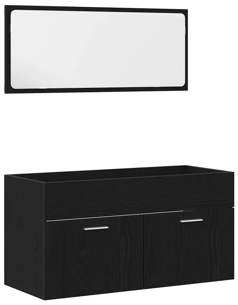 Conjunto de Móveis para Casa de Banho 4 Peças Carvalho Preto Madeira E