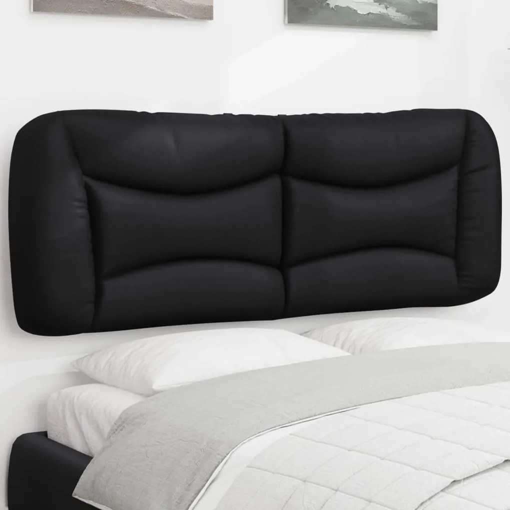 vidaXL Almofadão de cabeceira 140 cm couro artificial preto
