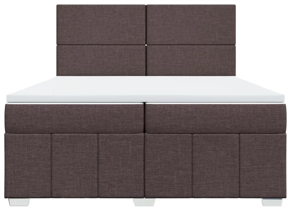 Cama com molas/colchão 200x200 cm tecido castanho-escuro
