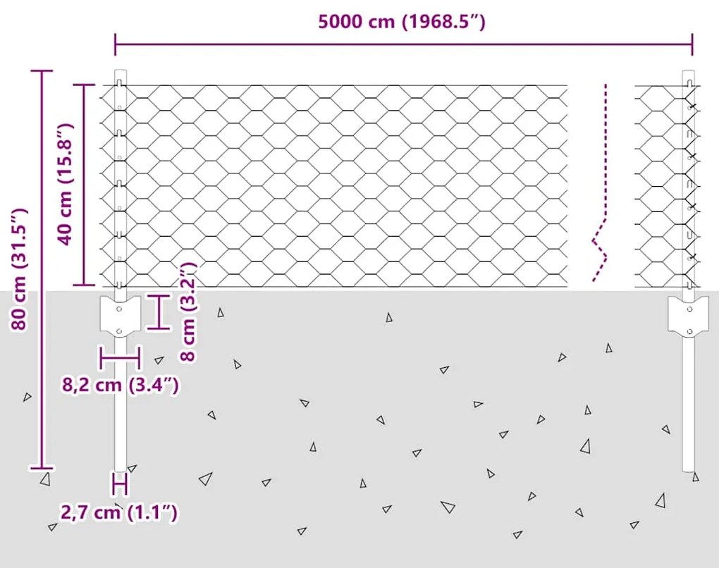 Postes de Cerca vidaXL 11 pcs U-Channel 40 cm Aço Galvanizado