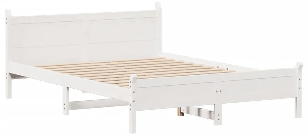 Cama sem colchão 140x190 cm madeira de pinho maciça branco