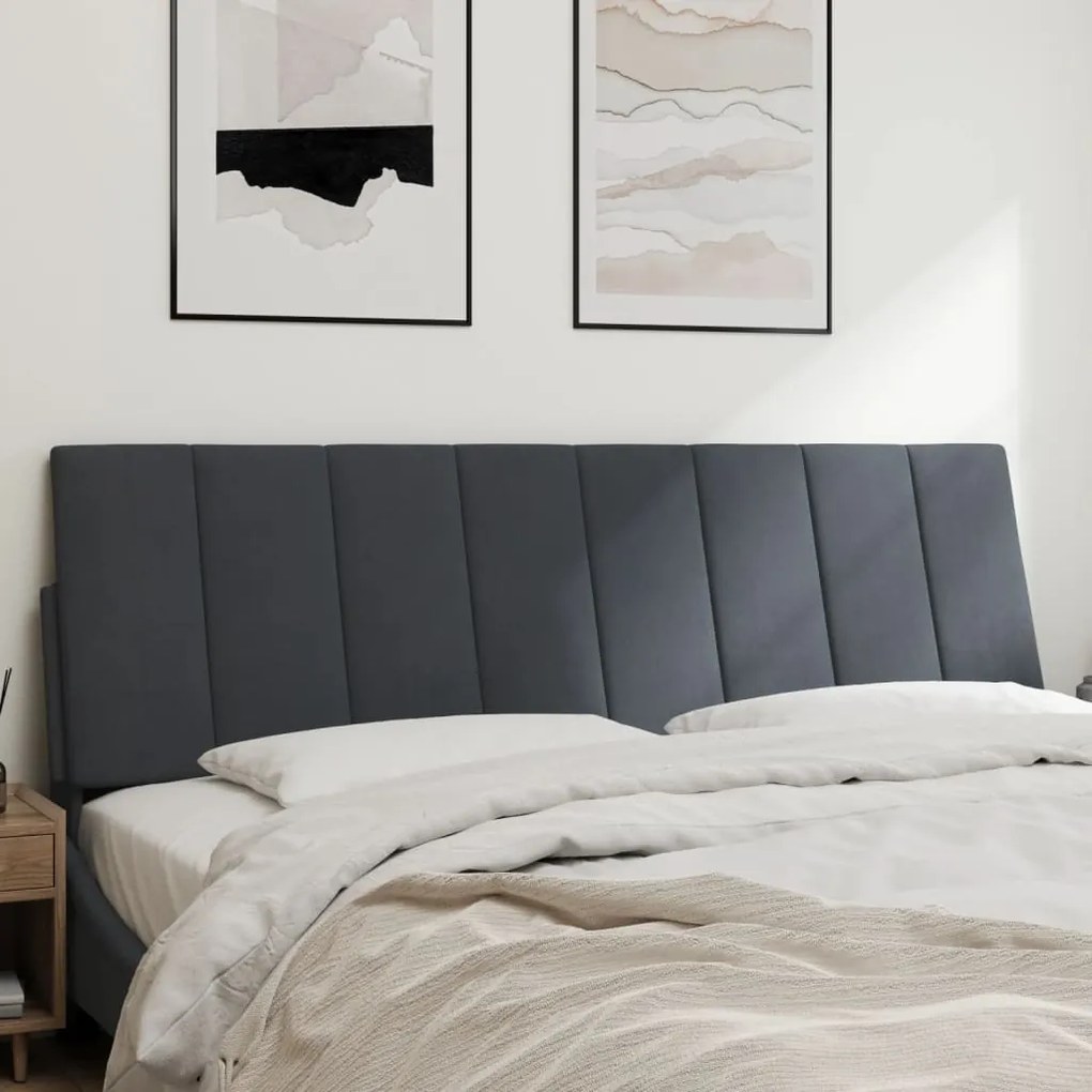 Almofadão de cabeceira 160 cm veludo cinzento-escuro