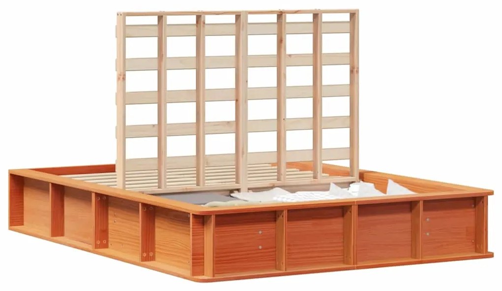 Estrutura da Cama Castanho-mel 140 x 190 cm Madeira maciça
