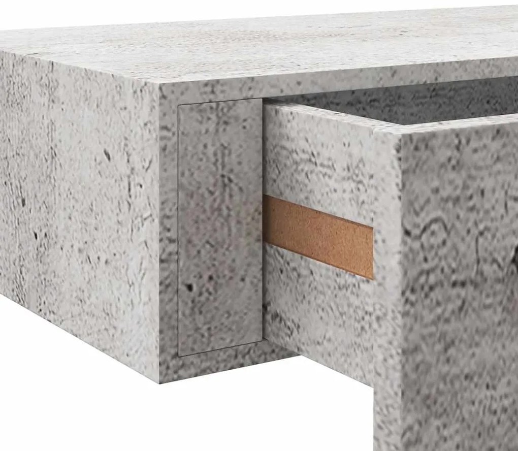 Prateleiras parede c/ gavetas 2pcs MDF 60x23,5x10 cm cinza cim.
