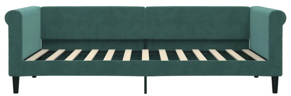Sofá-cama com colchão 90x200 cm veludo verde-escuro