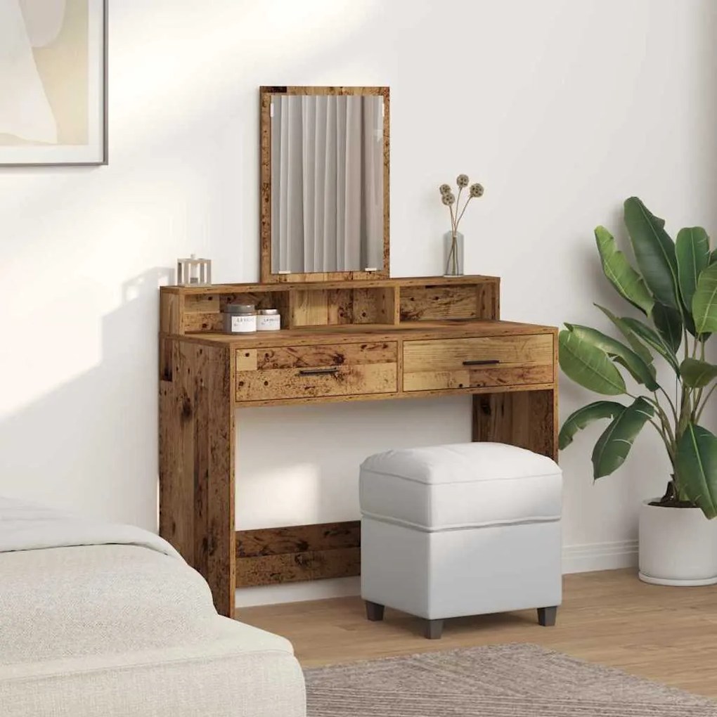 Mesa de Maquiagem vidaXL com Gavetas Madeira Antiga 100x41x140 cm