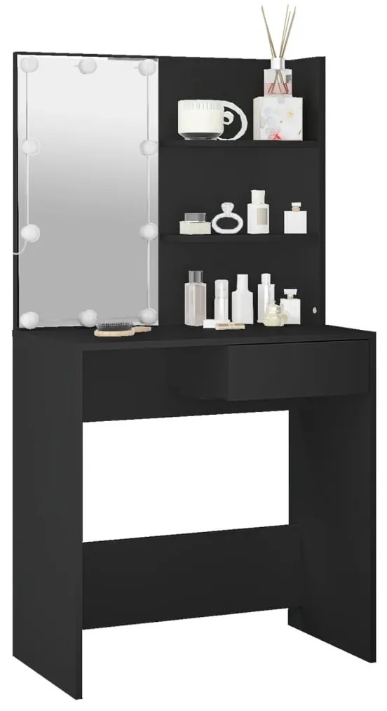 Toucador com luzes LED 74,5x40x141 cm preto